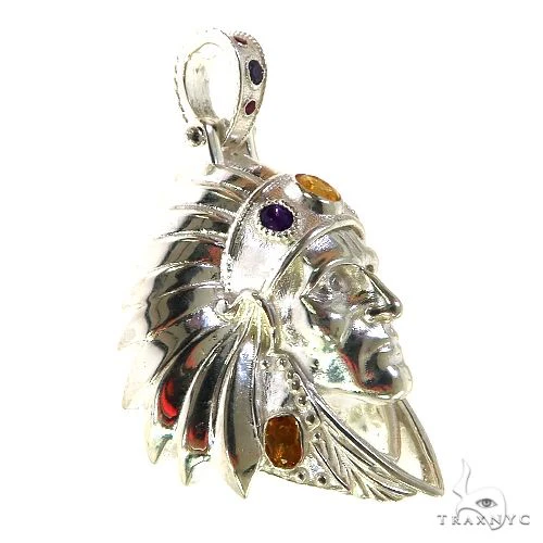 .925 Silver Tribal Indian Head Pendant 68967