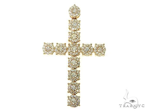 14K Yellow Gold Diamond Cross Pendant 66100