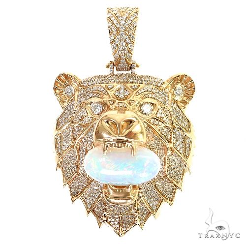 Large Grizzly Bear Opal Diamond Pendant 68854