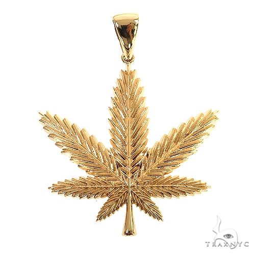 14K Gold Cannabis Pendant 68848