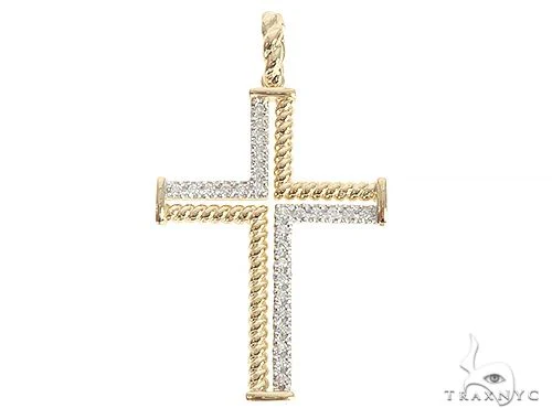 14K Gold Diamond Rope Cross 65304