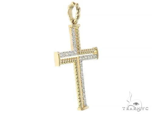 14K Gold Diamond Rope Cross 65304