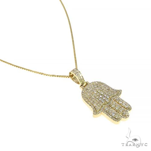 14K Gold Diamond Hamsa Pendant Set 66613