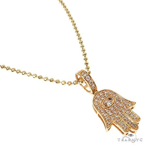 14K Gold Hamsa Diamond Pendant Set 66610