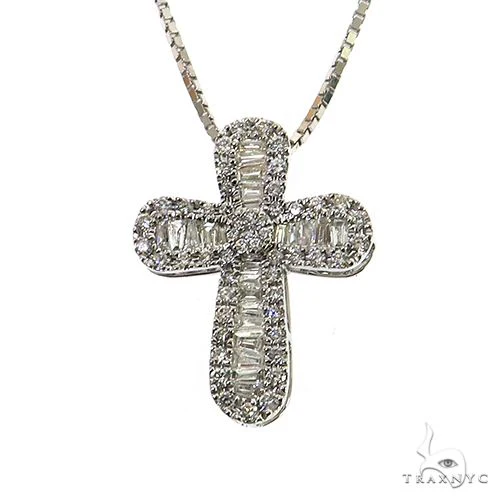 Baguette Diamond Cross Pendant Set 68626