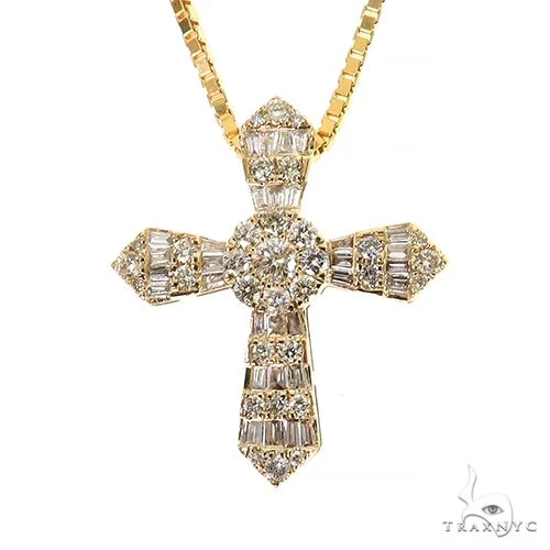 Baguette Diamond Cross Pendant Set 68630