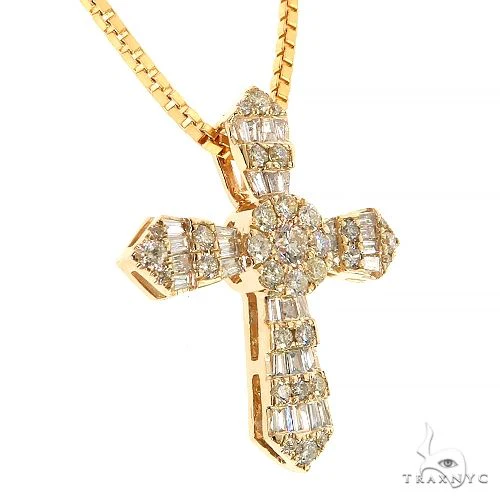 Baguette Diamond Cross Pendant Set 68630