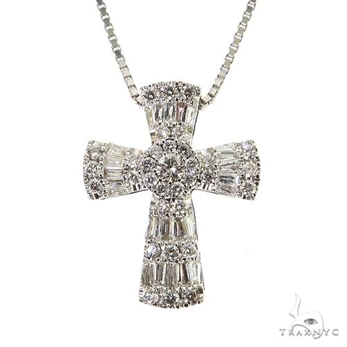 Baguette Diamond Cross Pendant Set 68632