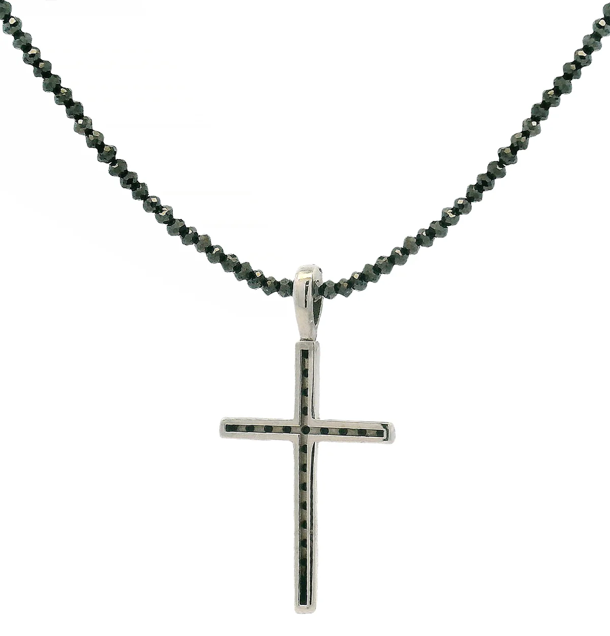 TraxNYC Black Diamond Cross Set .925 Silver 70915