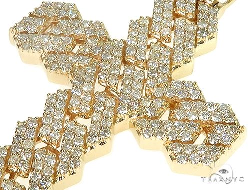 1193-14k-gold-cuban-link-diamond-cross-pendant-66168-4.jpg 14K Gold Cuban Link Diamond Cross Pendant 66168