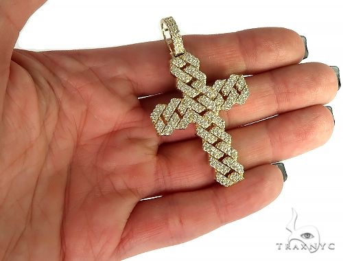 1193-14k-gold-cuban-link-diamond-cross-pendant-66168-5.jpg 14K Gold Cuban Link Diamond Cross Pendant 66168