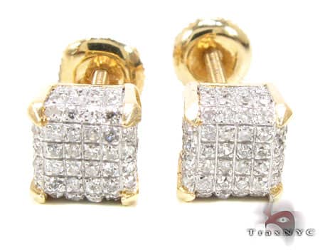 10K Gold Cube Earrings 15558