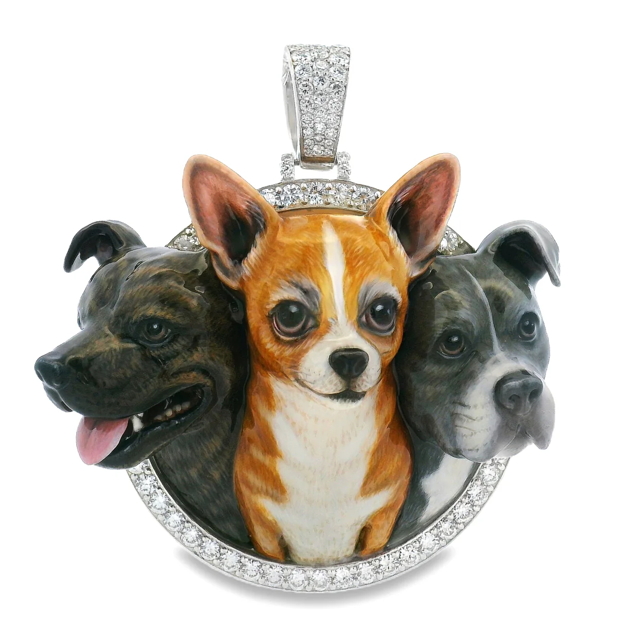 Custom Dog Portrait Diamond Pendant 70897