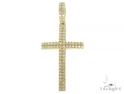14K Gold 2 Row Diamond Cross 66175