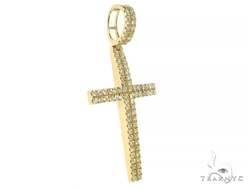 14K Gold 2 Row Diamond Cross 66175