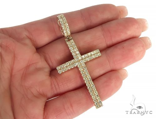 1281-14k-gold-2-row-diamond-cross-66175-5.jpg 14K Gold 2 Row Diamond Cross 66175