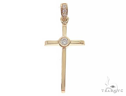 14K Yellow Gold Bazel Cross 65663