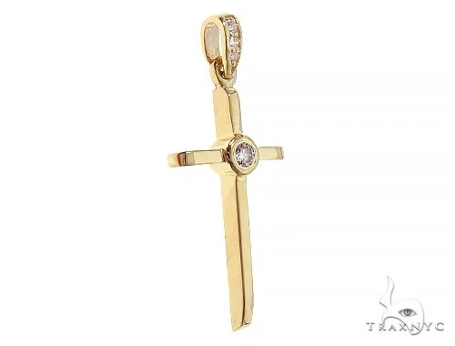 14K Yellow Gold Bazel Cross 65663