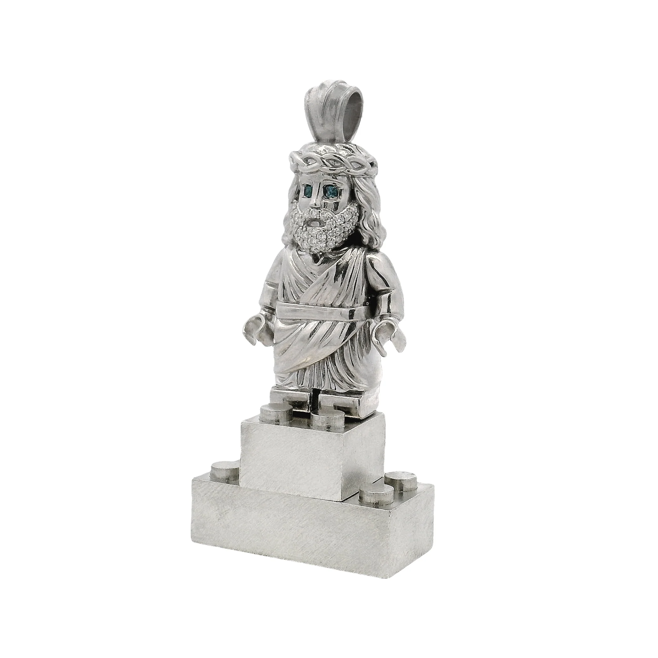 TraxNYC Block Jesus Pendant Set .925 Silver 70938