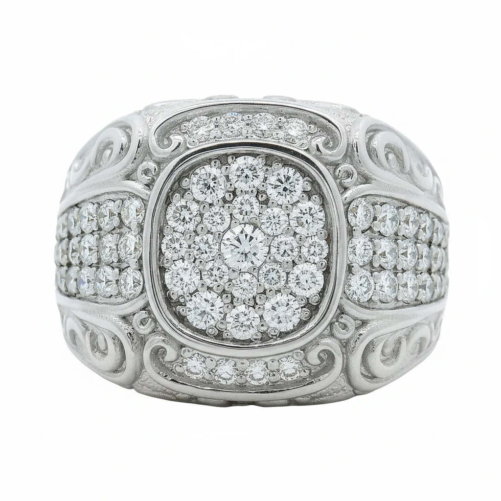 .925 Silver Diamond Filigree Ring 70920