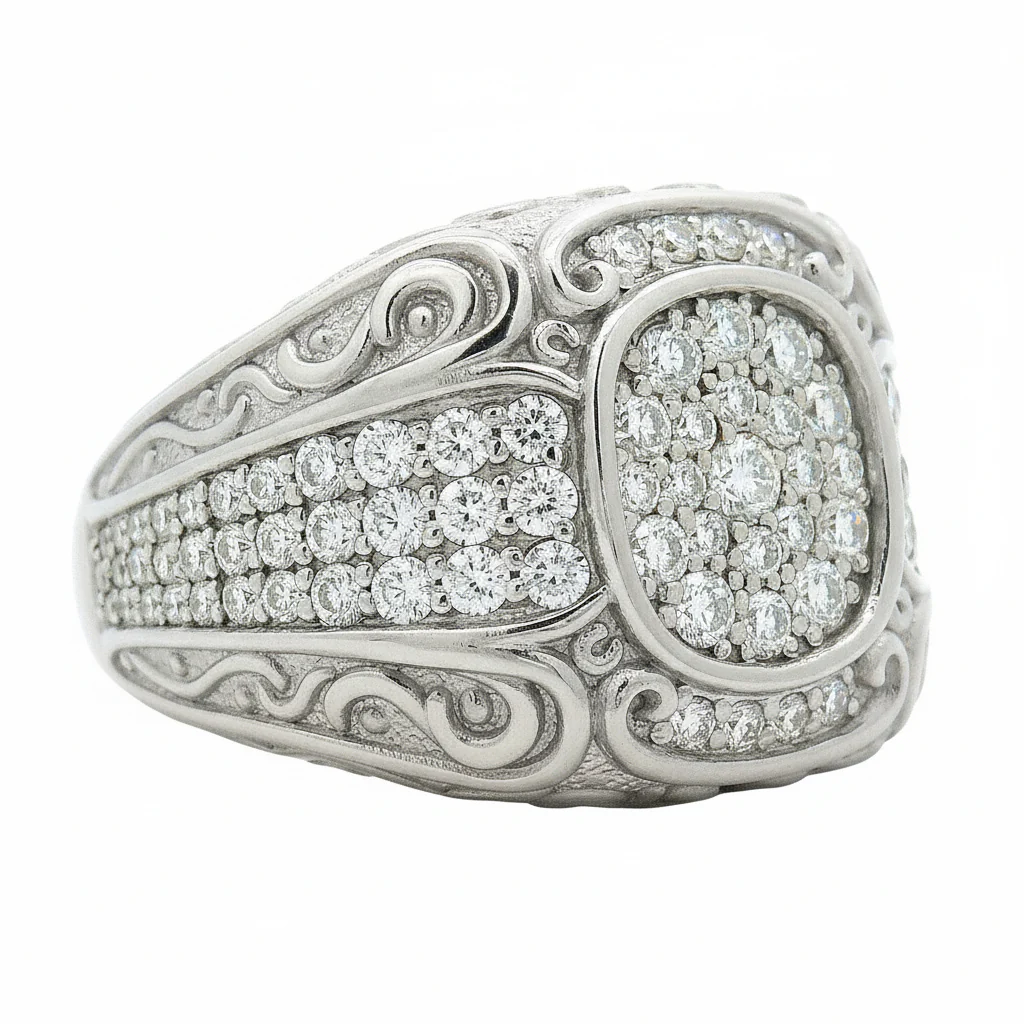 .925 Silver Diamond Filigree Ring 70920