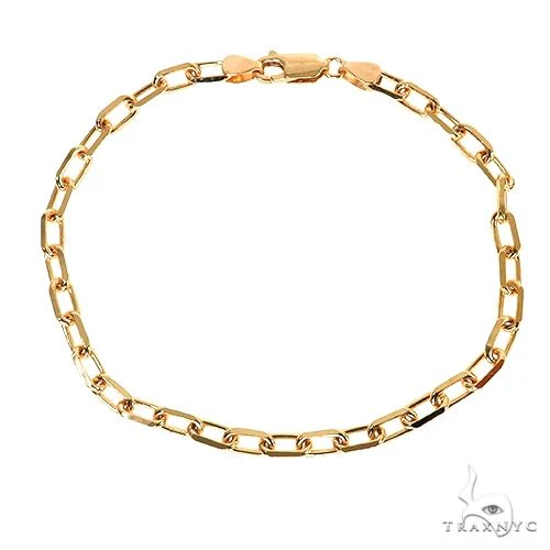 14K Yellow Gold Diamond Cut Anchor Cable Link Bracelet 7 Inches 3.7mm 70877