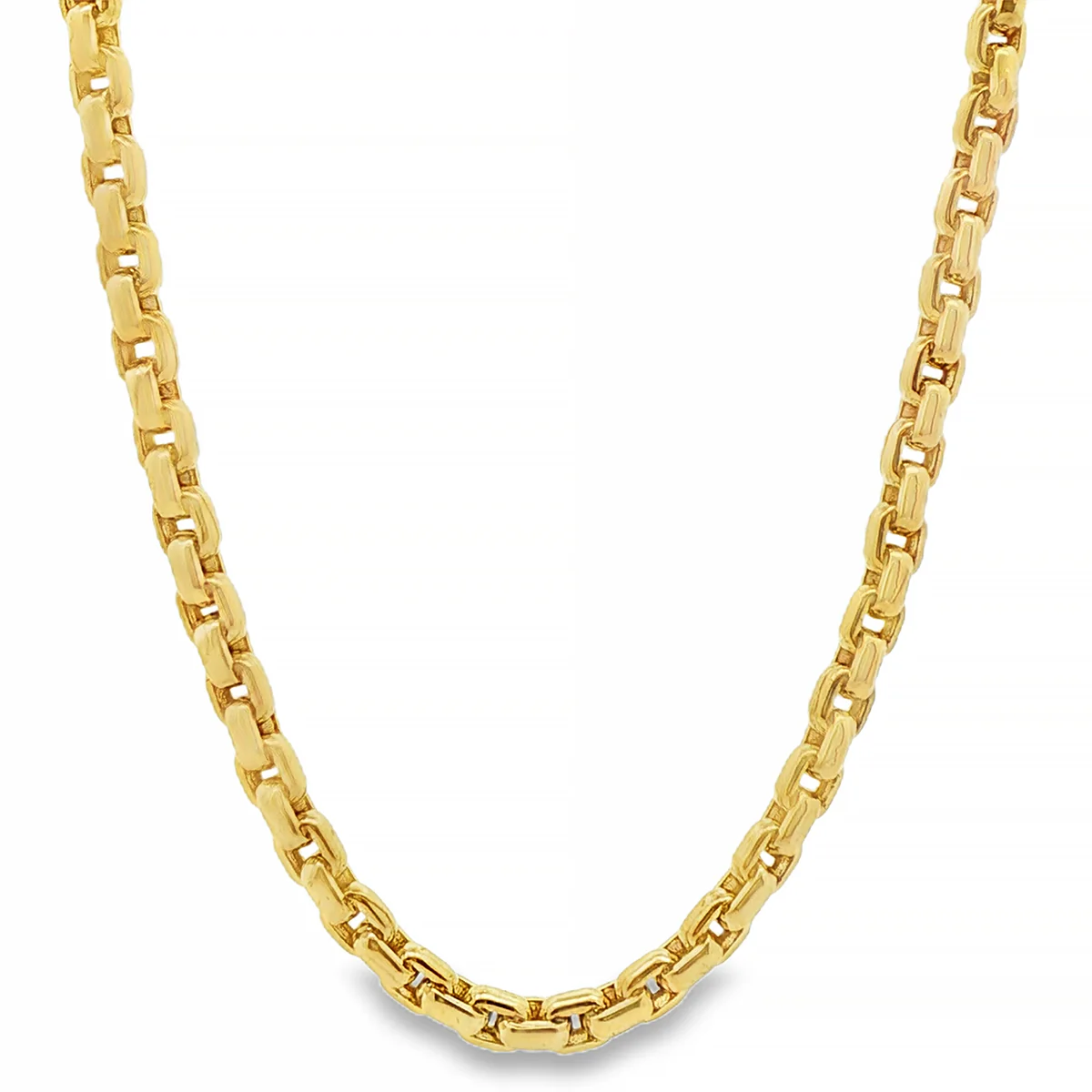 14K Yellow Gold Solid Round Box Link Chain 25.5 Inches 5.5mm 70896