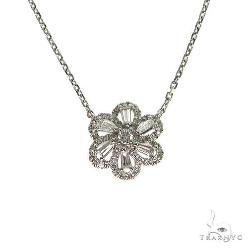 18K Gold Baguette Diamond Flower Necklace 67921