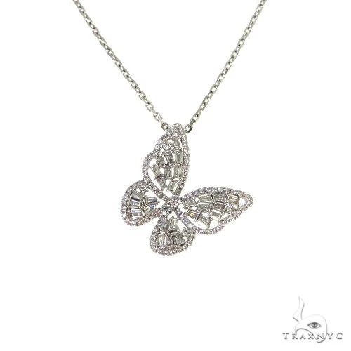 18K Gold Butterfly Baguette Diamond Necklace 67915