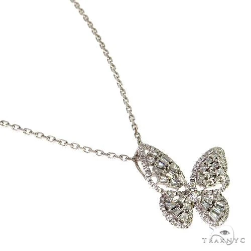 18K Gold Butterfly Baguette Diamond Necklace 67915