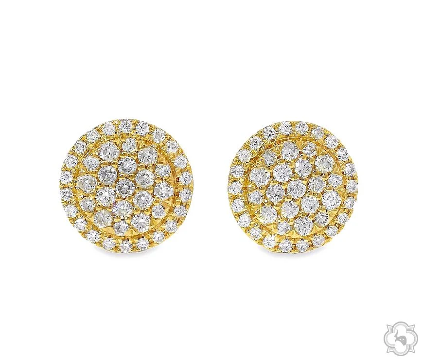 18K Gold Diamond Round Earrings 67019