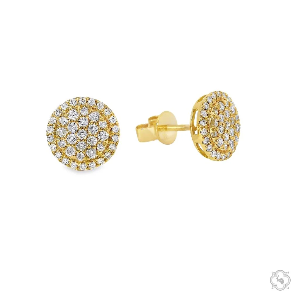 18K Gold Diamond Round Earrings 67019