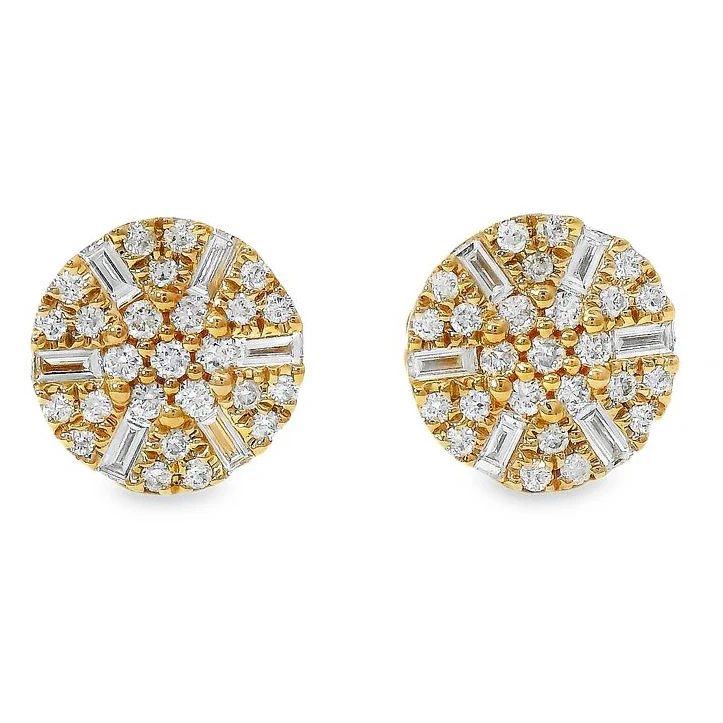 18K Gold Round Diamond Earrings 66807