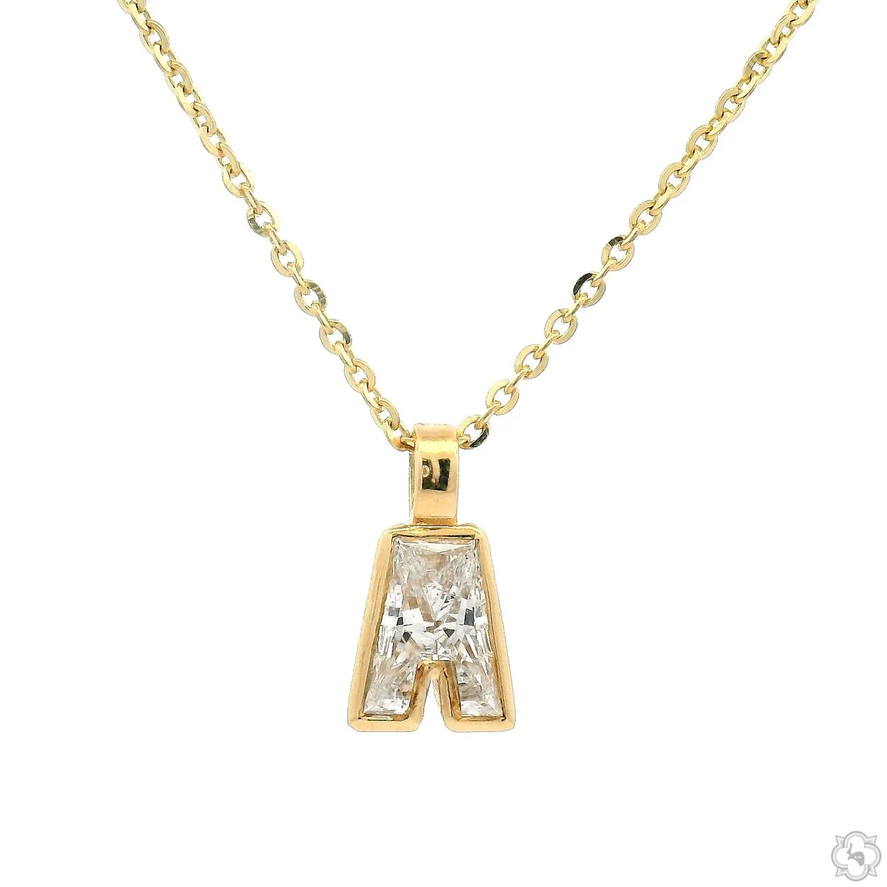 Bezel Diamond Letter Necklace 70857