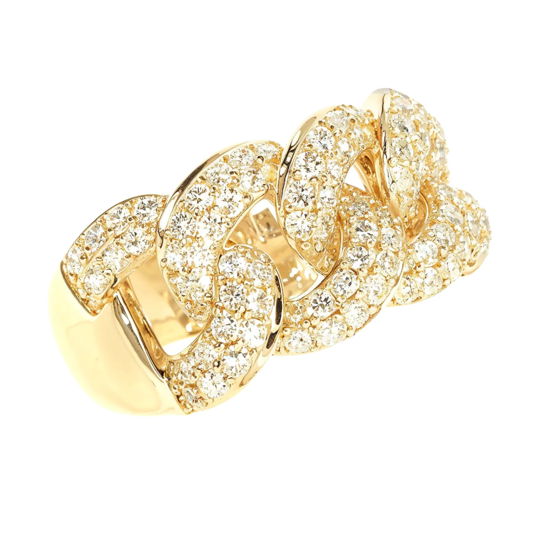 14K Gold Miami Cuban Link Diamond Ring 65851