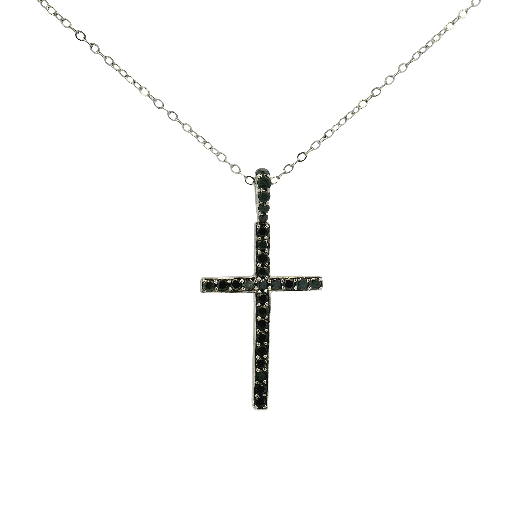 Silver Black Diamond Cross Set 70921