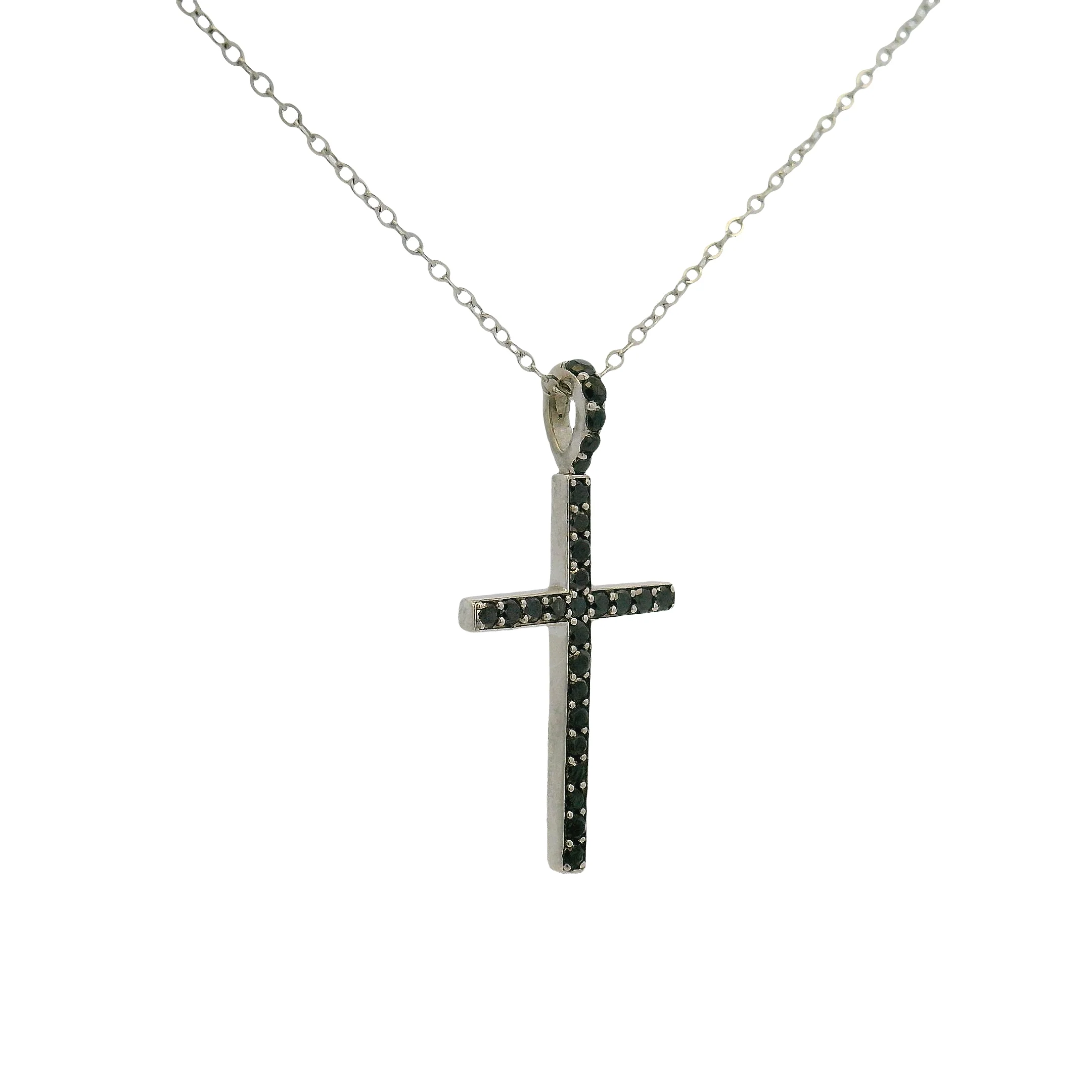 Silver Black Diamond Cross Set 70921