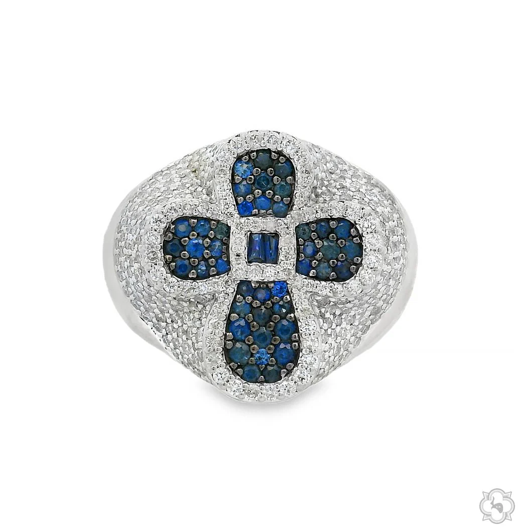 Sapphire Cross Diamond Ring 70420