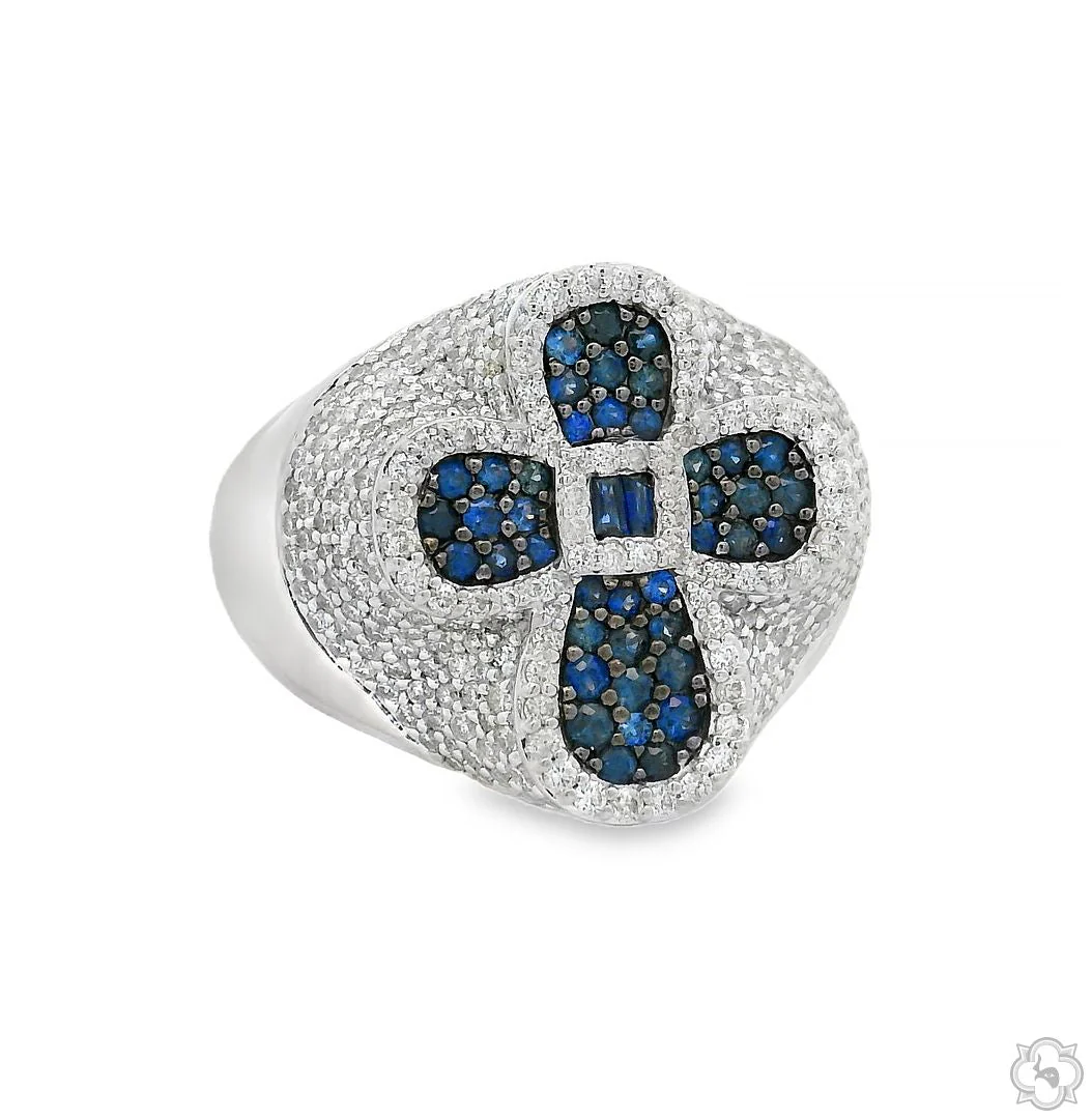 Sapphire Cross Diamond Ring 70420