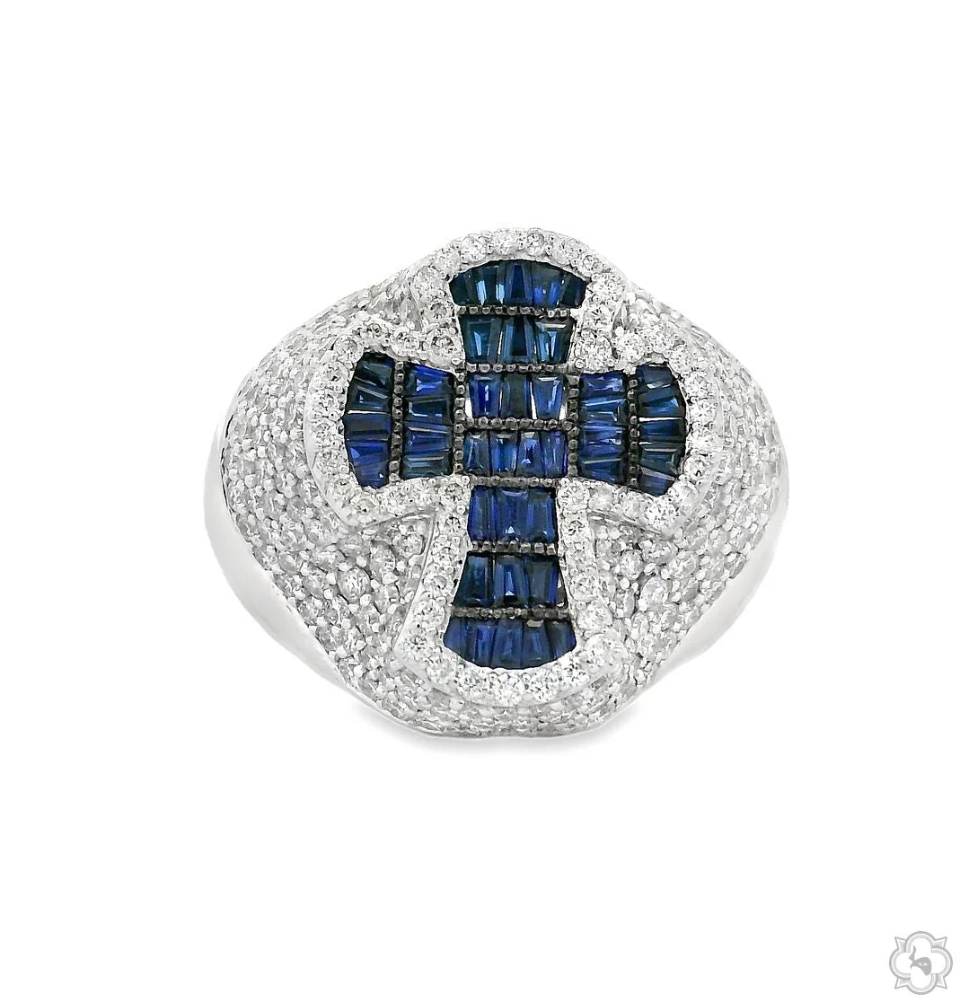 Sapphire Cross Diamond Ring 70421