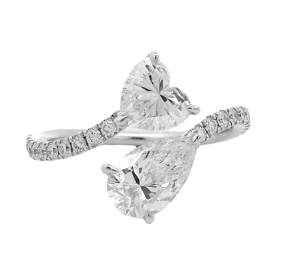 Toi et Moi Heart and Pear Cut Ring 70972