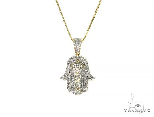 10K Gold Diamond Hamsa Pendant Set 66286