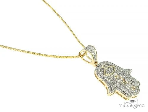 10K Gold Diamond Hamsa Pendant Set 66286