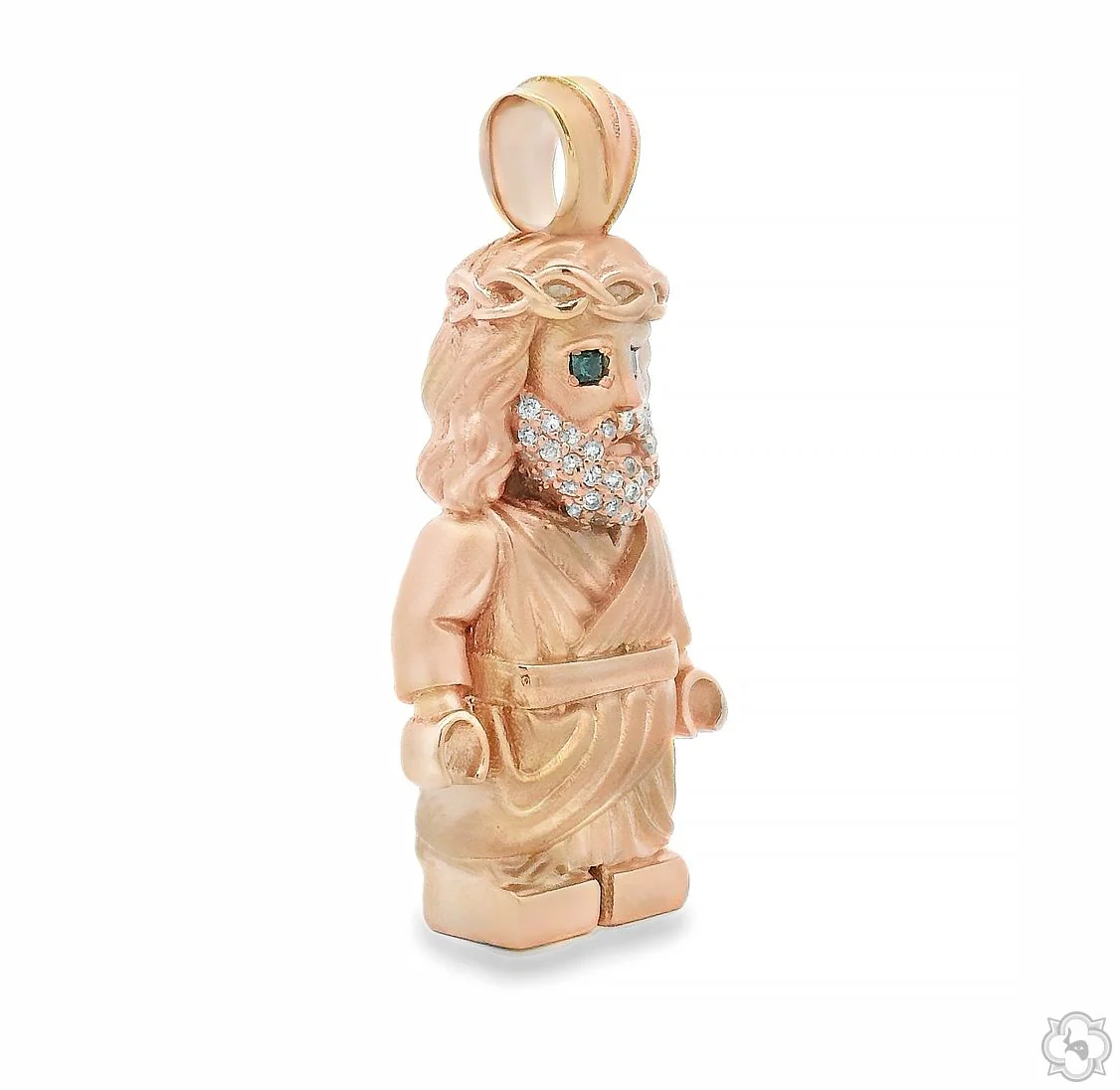 TraxNYC Solid Gold Block Jesus Pendant Mini 70839