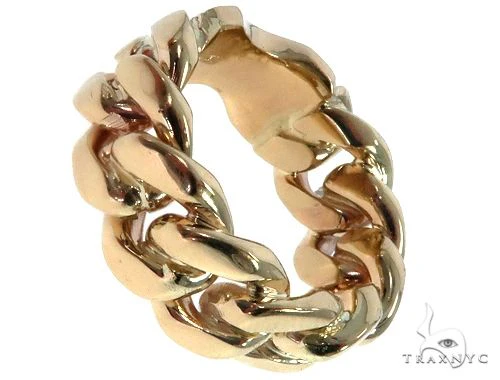 Solid 14K Yellow Gold Miami Cuban Link Ring 64679