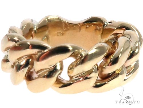 Solid 14K Yellow Gold Miami Cuban Link Ring 64679
