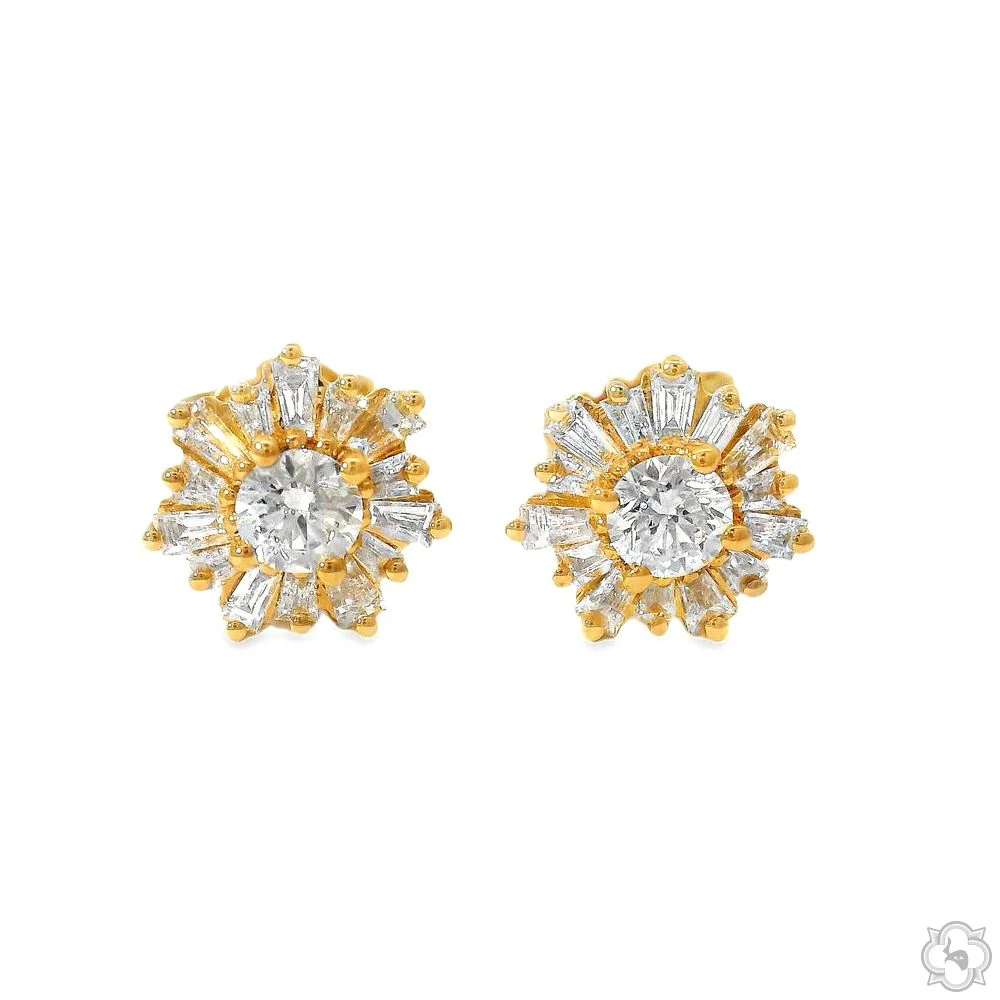 18K Gold Snowflake Diamond Earrings 67021