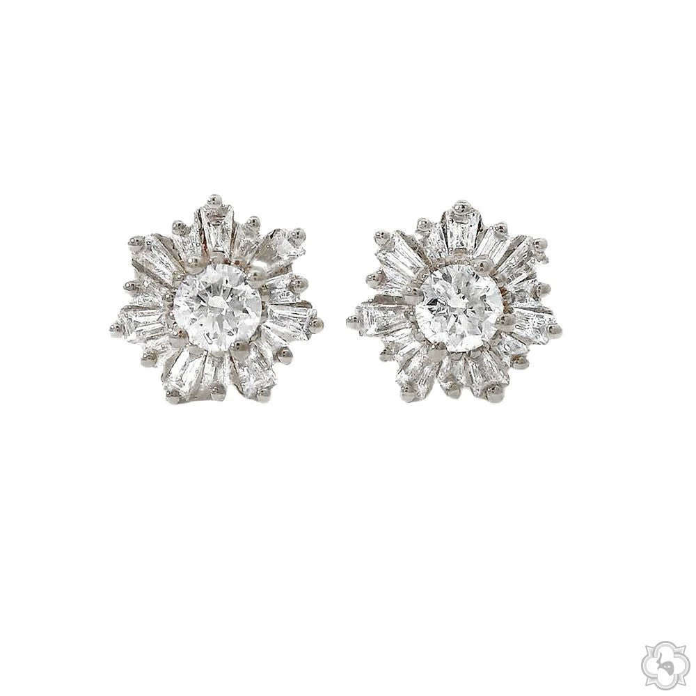 18K Gold Snowflake Diamond Earrings 67021