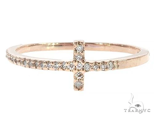 14K Gold Prong Diamond Cross Ring 65306