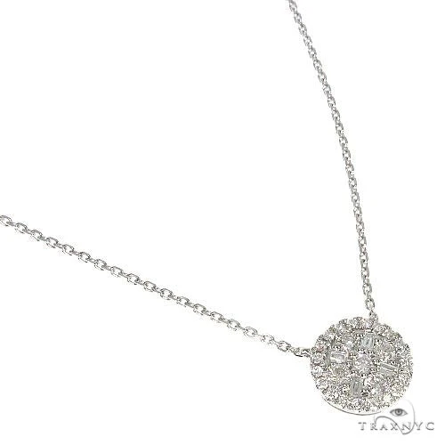 18K Gold Round Diamond Necklace With Adjustable Chain 67310